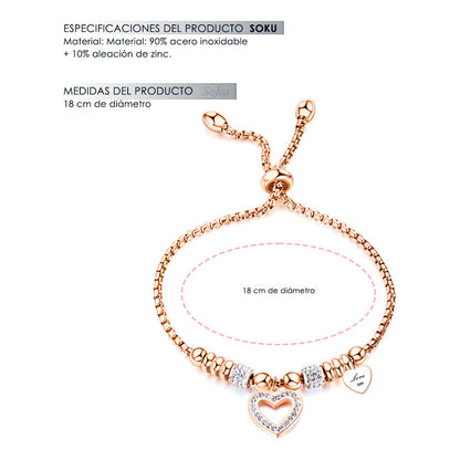 Soku Pulsera Personalizada Inoxidable Zirconias Corazon