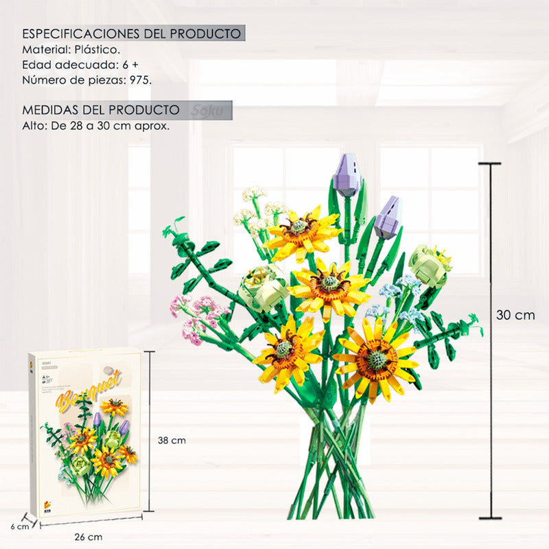 Soku Flores Girsasoles Rosas Bloques Coleccionables Premium