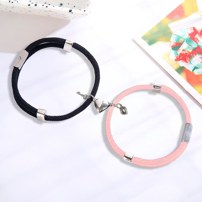 Kit 2 Brazaletes Magnéticos Pulsera  Llave Y Candado Parejas