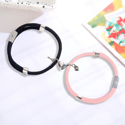 Kit 2 Brazaletes Magnéticos Pulsera  Llave Y Candado Parejas