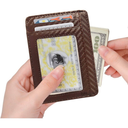 Tarjetero Billetera Cartera Fibra De Carbono Bloqueo Rfid