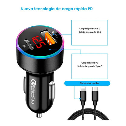 Cargador Auto Carro Usb 3.0 Carga Ultra Rápida Qc3 36w