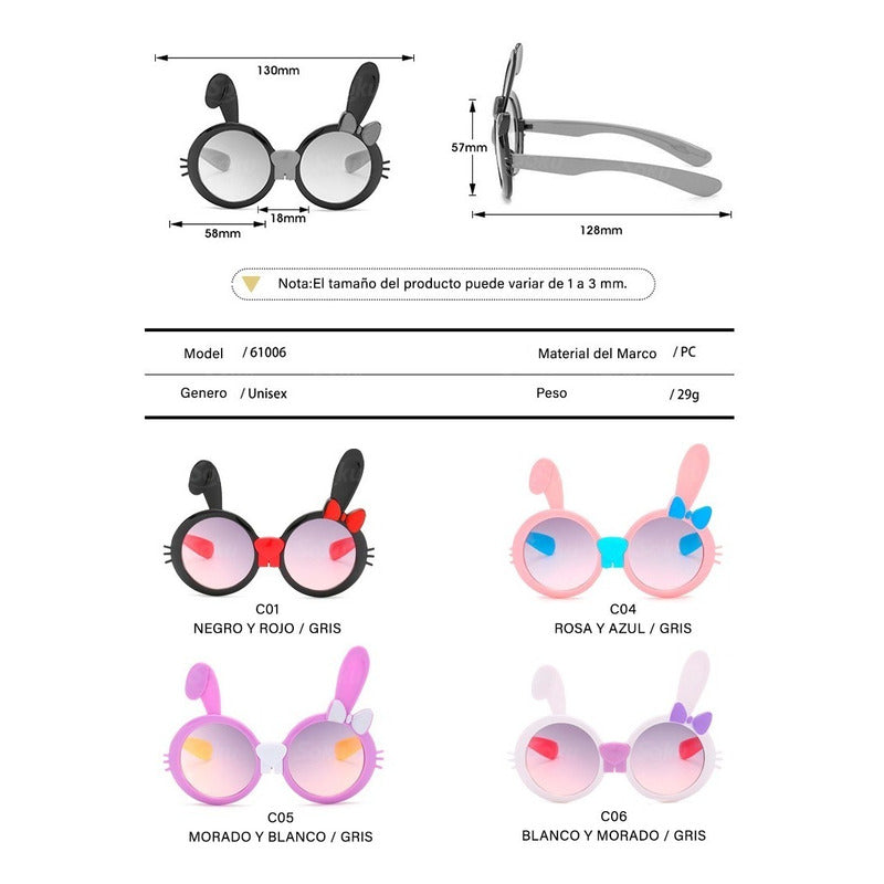 Gafas De Sol Oreja Conejo Accesorios Moda Bebés Niños Lentes
