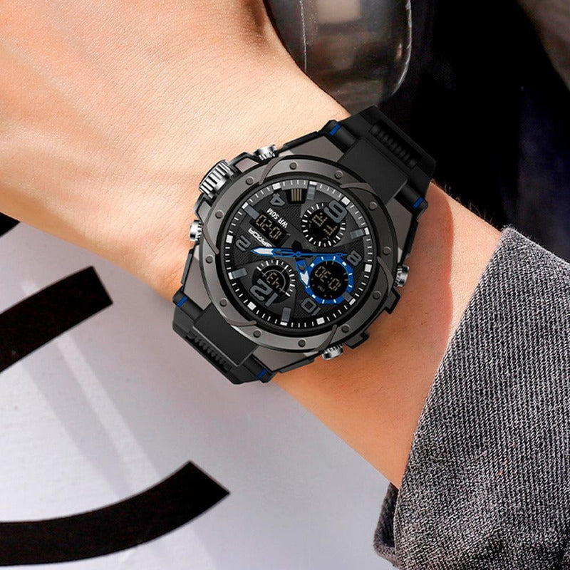 Reloj Dual Digital Led Militar Uso Rudo Contra Agua 5 Bar Sd