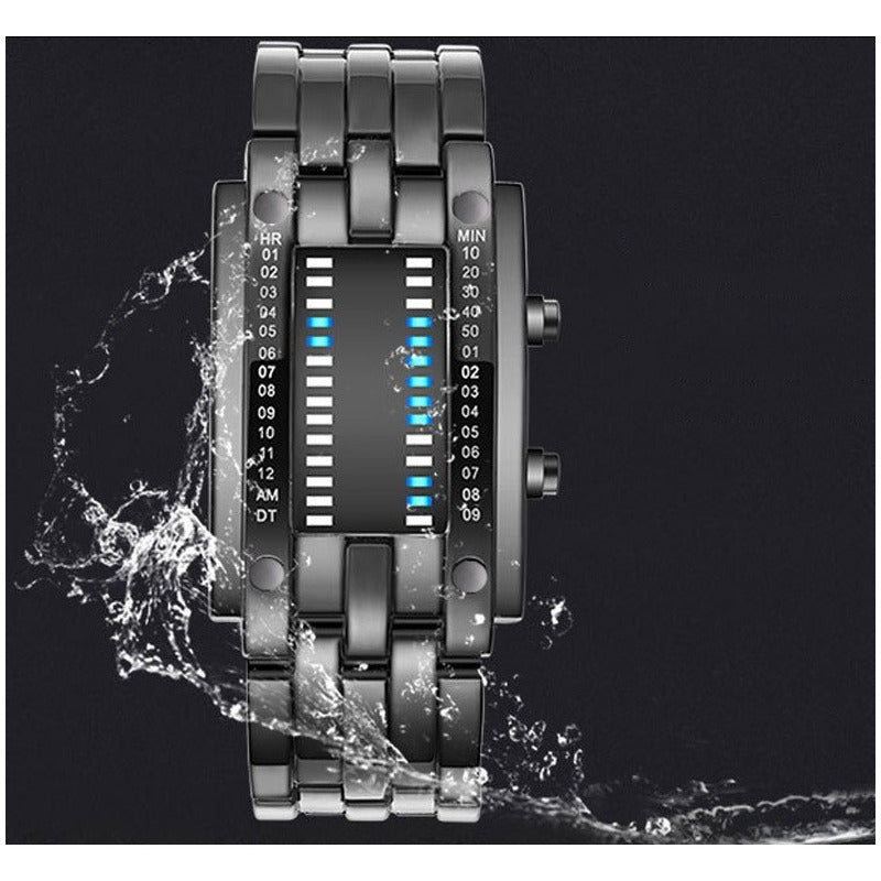2 Relojes Pareja Duo Led Binario Acero Inoxidable Cotra Agua