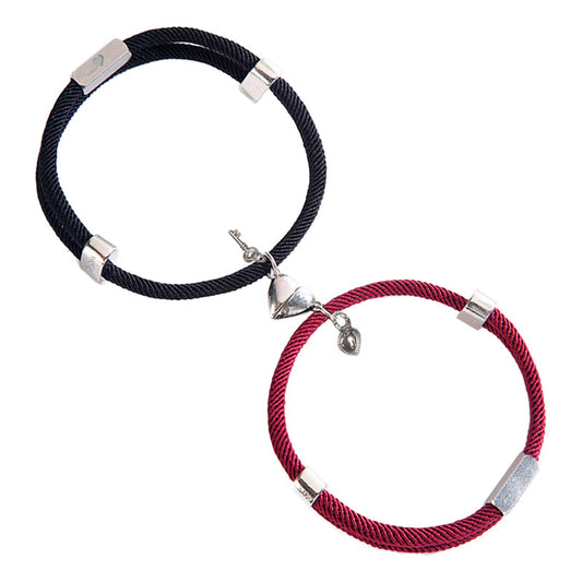 Kit 2 Brazaletes Magnéticos Pulsera  Llave Y Candado Parejas