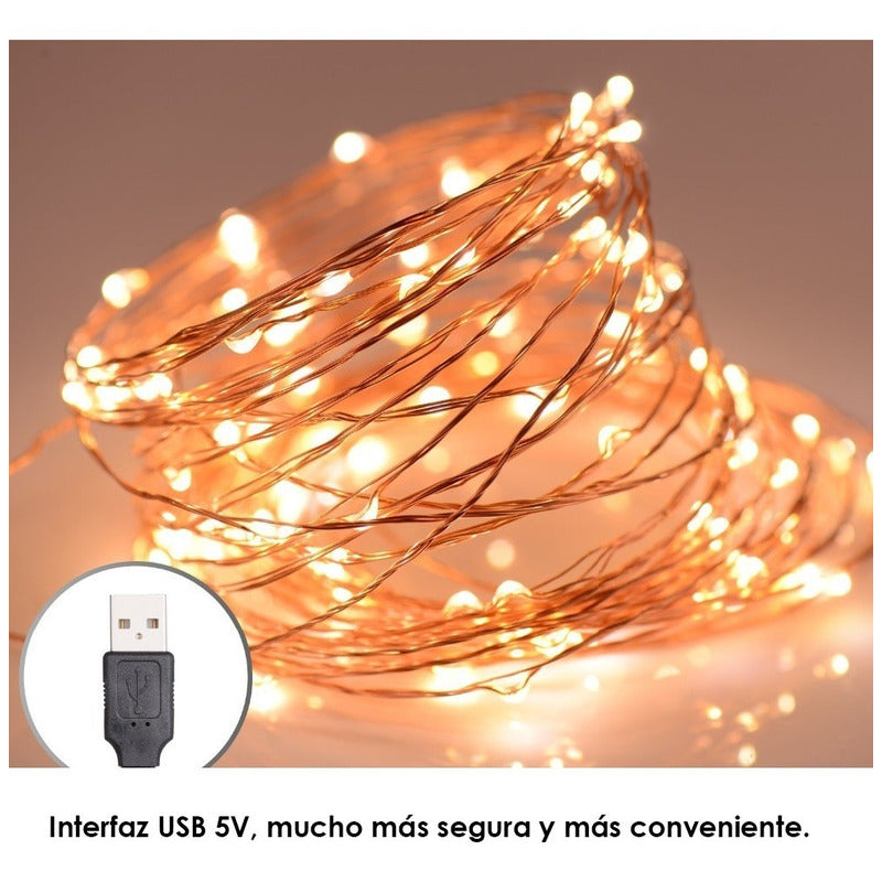 Serie Luces Decorativas Alambre Led 10m 100 Led Usb