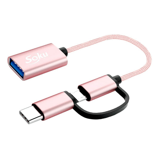 Cable 2 En 1 Adaptador Micro Usb V8 Tipo C A Usb 3.0 Otg