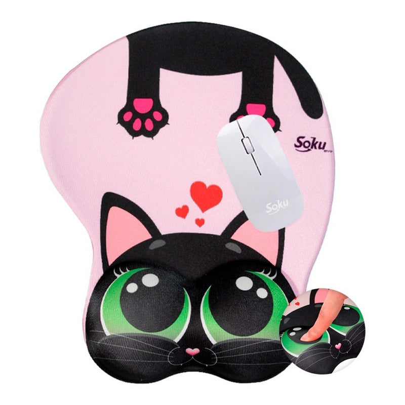 Tapete Raton Gato Perro Anime Pad 3d Gel Ortopedico Grande