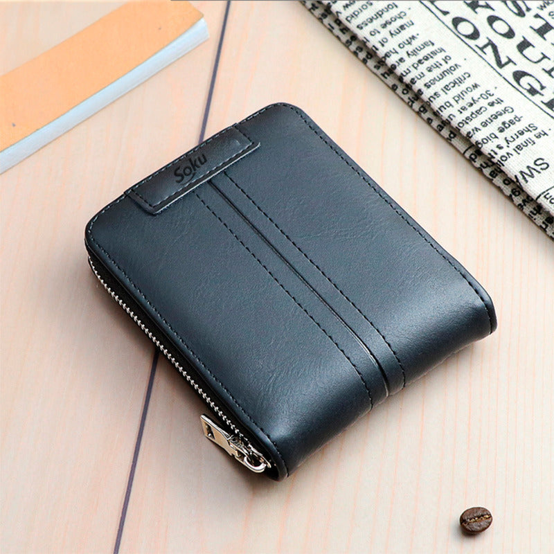 Cartera Billetera Cierre Monedero Hombre Antirrobo Rfid