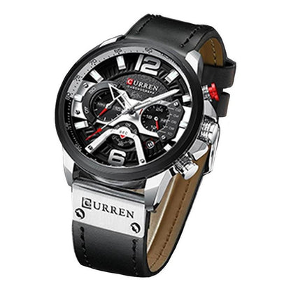 Reloj Cuero Lujo Cronometro Original Calendario Taquímetro C