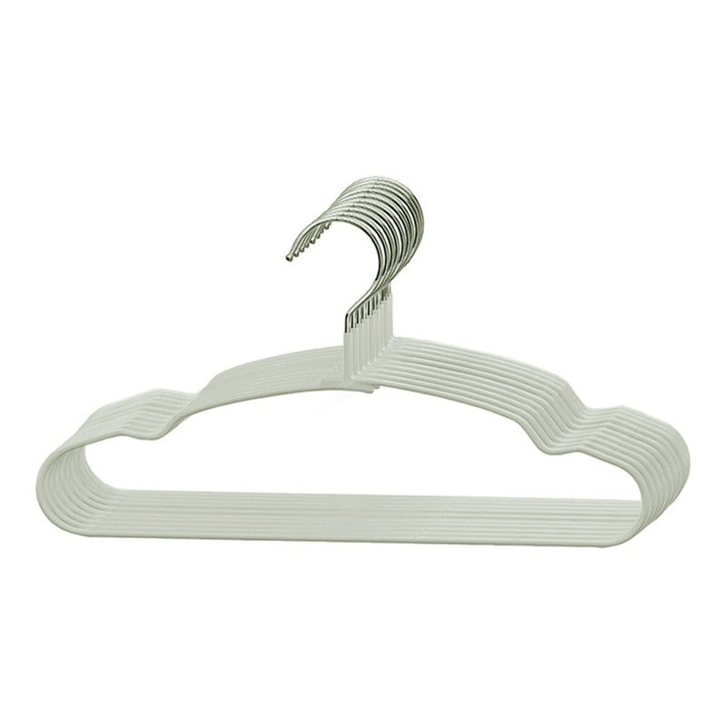 10 Ganchos Ropa Niños Bebes Metal Anti Desliz De Por Vida