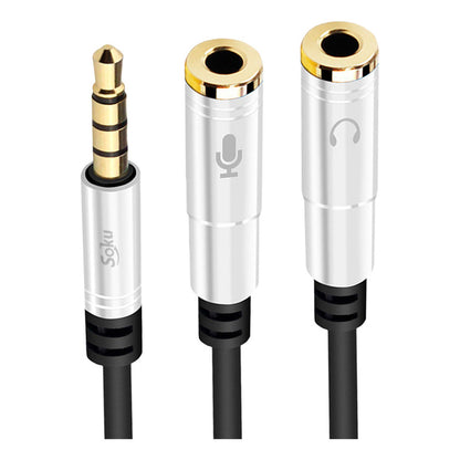 Soku Cable Divisor De Audio 3.5 Mm Mic Grabación Audifonos