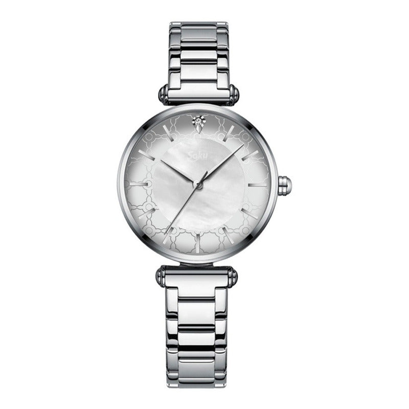 Reloj Inoxidable Nacar Brillante Elegante Mov Japones Cu