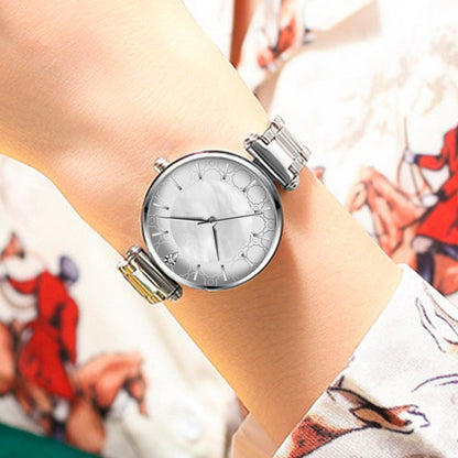 Reloj Inoxidable Nacar Brillante Elegante Mov Japones Cu