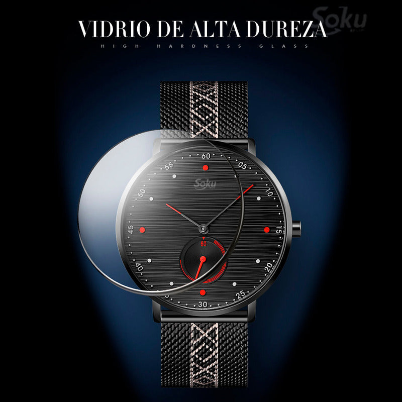 Reloj Acero Malla Inoxidable Cronometro Real Contra Agua Sk