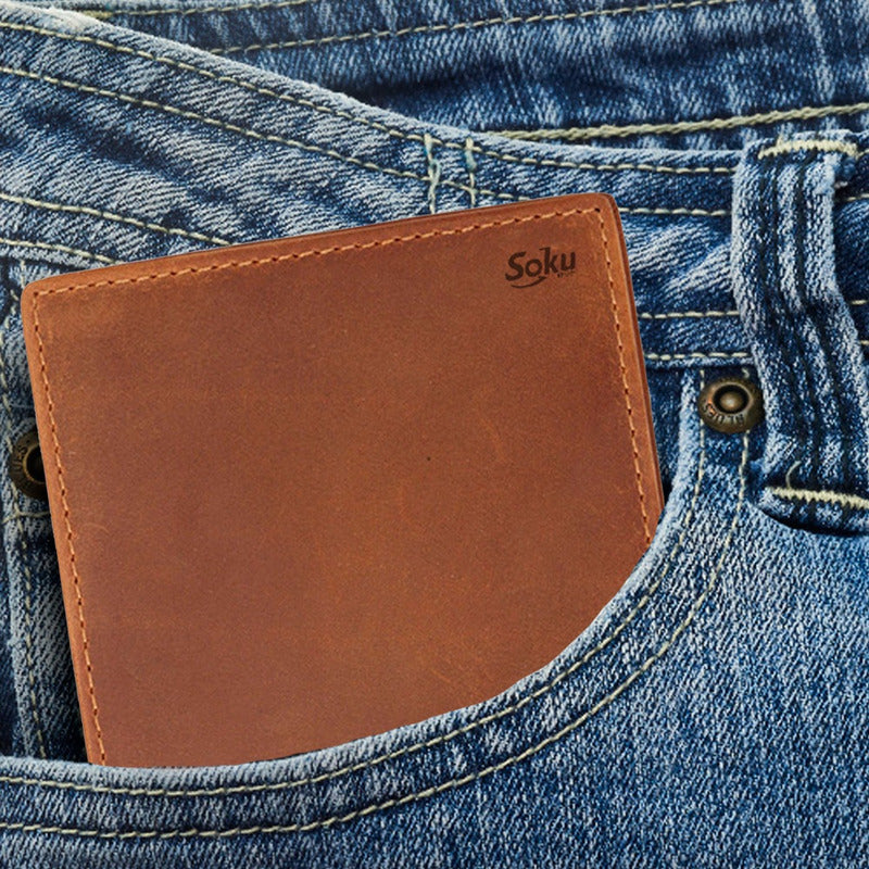 Cartera Billetera Antirrobo Microfibra Piel Premium Genuina