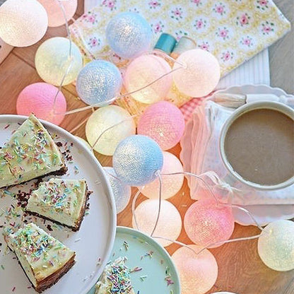 Serie Luces Eventos Fiesta 20 Esferas Grandes Algodón Pilas