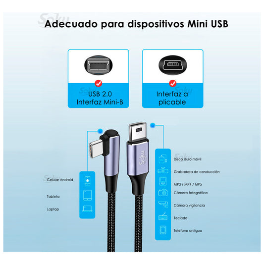 Soku Cable Tipo C A Mini Usb Datos Carga Rapida Disco Camara