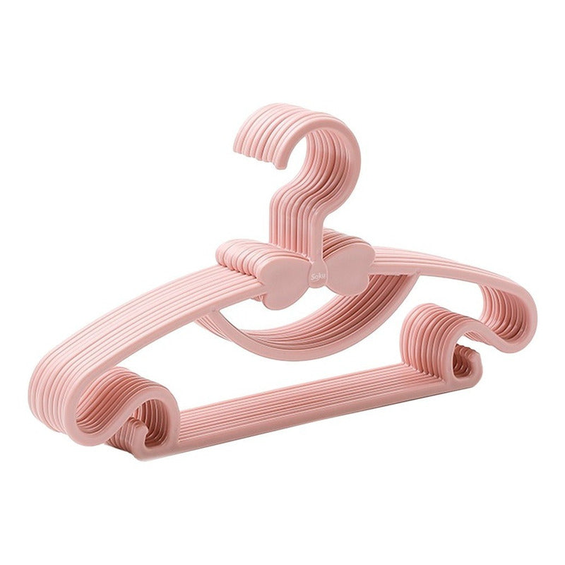 10 Ganchos Ropa Moda Niños Bebes Perchera Durable