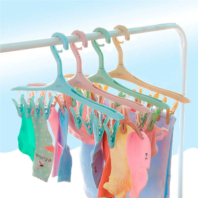 Gancho De Ropa Multifuncional Percha Con 8 Clips Organizador