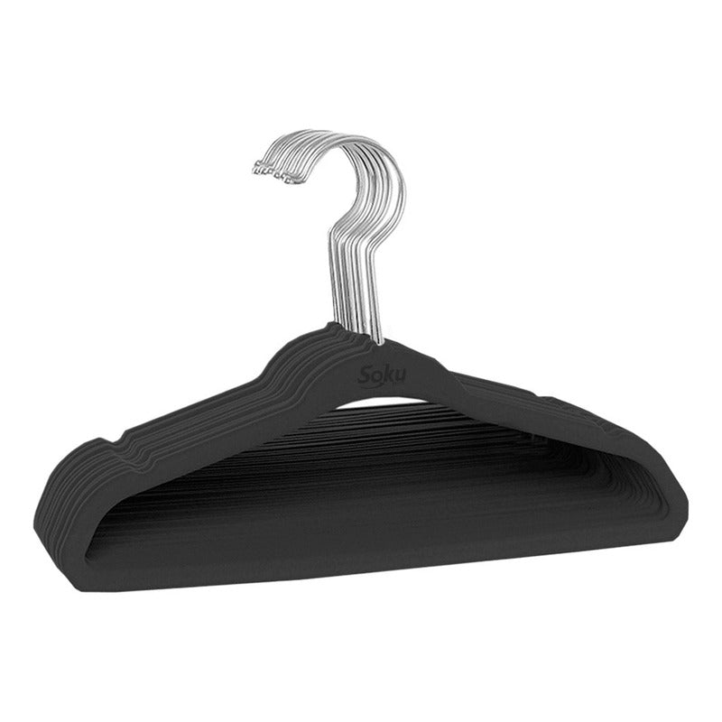 Set 10 Ganchos Acero Terciopelo Organizador Closet Durable