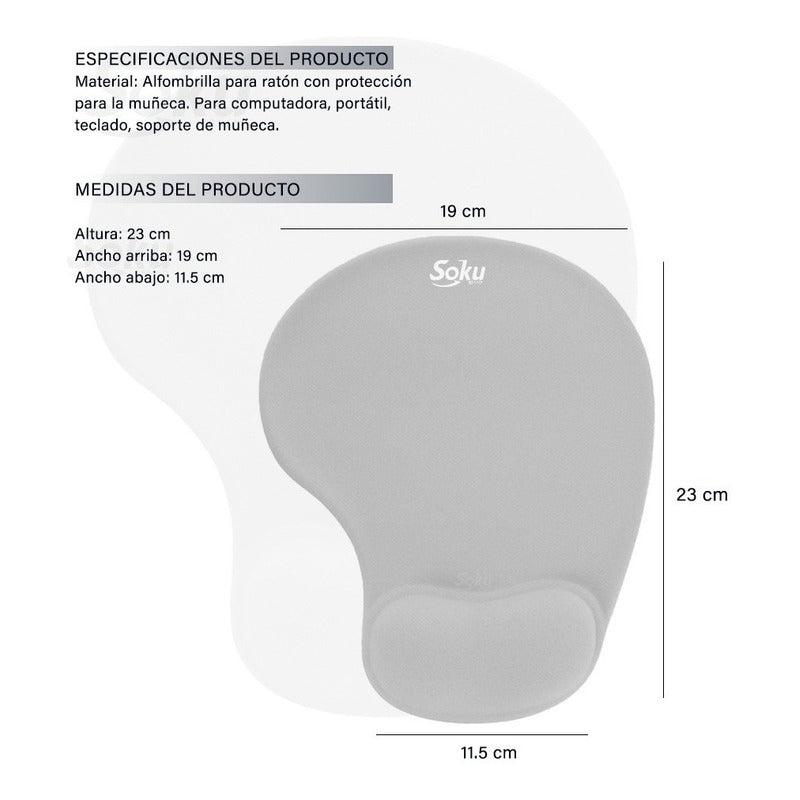 Tapete Ergonomico Para Raton De Gel Silicon Antideslizante