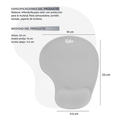 Tapete Ergonomico Para Raton De Gel Silicon Antideslizante