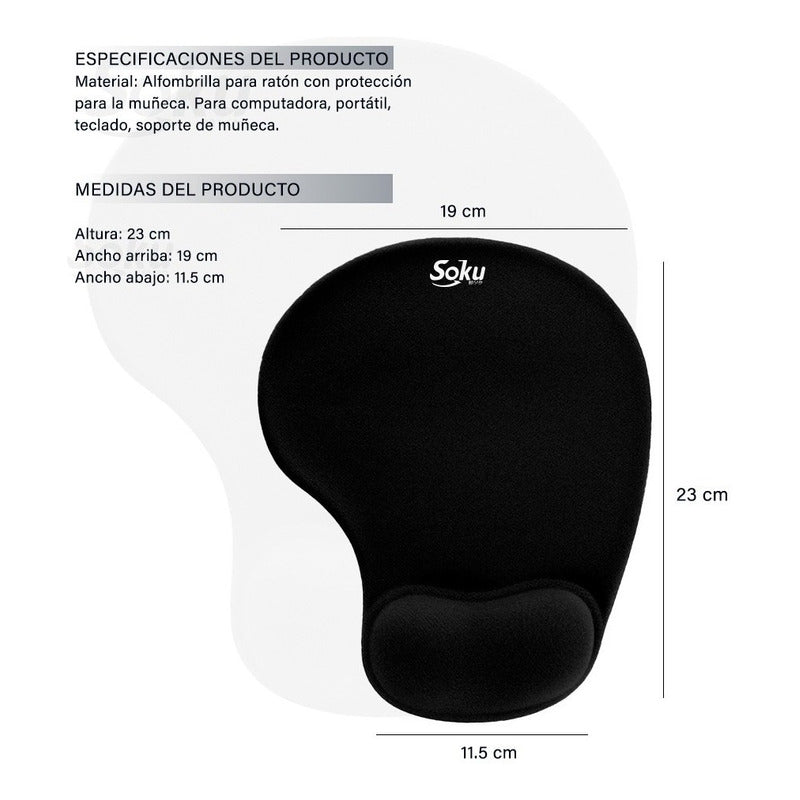 Tapete Ergonomico Para Raton De Gel Silicon Antideslizante