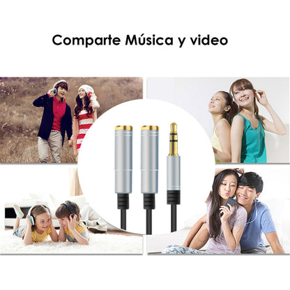 Cable Divisor Audio 3.5mm 3 Polos Macho A 2 Hembra Parejas