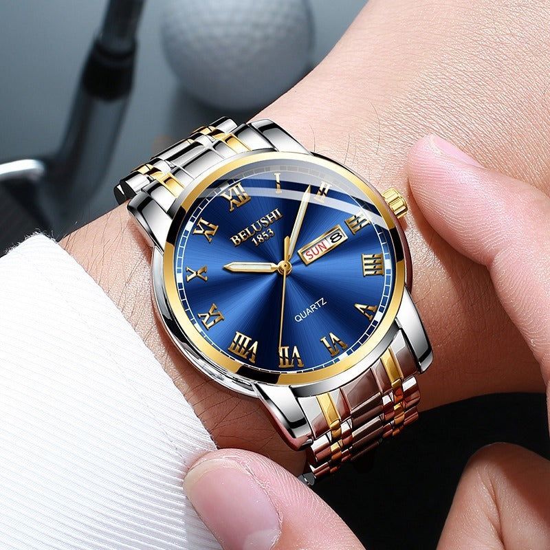 Reloj Hombre Acero Inoxidable Fluorecente Fechador Lujo Bs