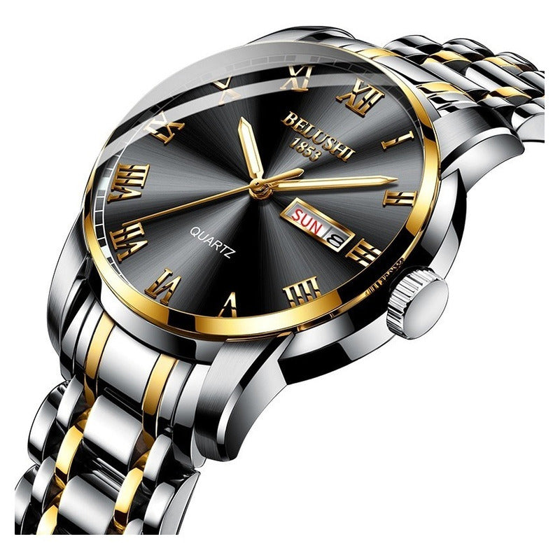 Reloj Hombre Acero Inoxidable Fluorecente Fechador Lujo Bs