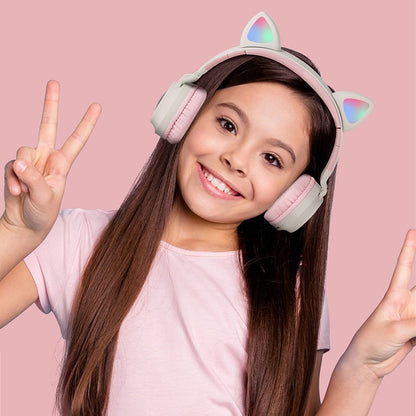 Audifonos Gamer Inhalambricos Led Auriculares Gato Micro Sd