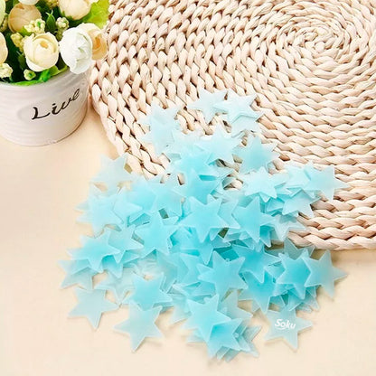 100 Estrellas Pared Stickers Neon Fosforescente Brilla Noche