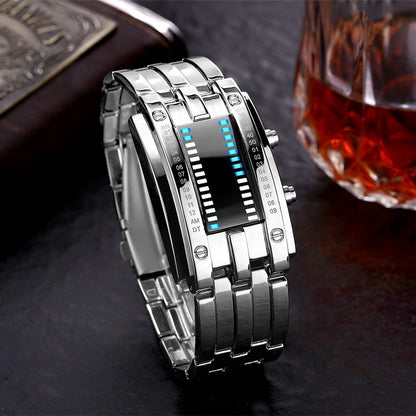 2 Relojes Pareja Duo Led Binario Acero Inoxidable Cotra Agua