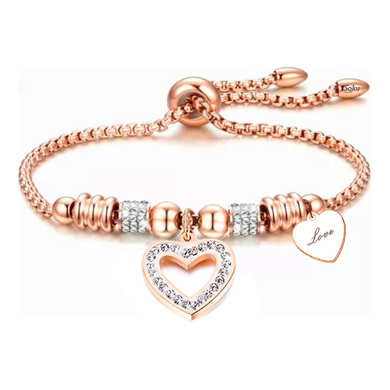 Soku Pulsera Personalizada Inoxidable Zirconias Corazon