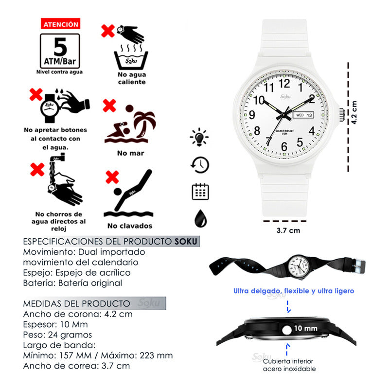 Reloj Digital Elegante Ultra Ligero Comodo Impermeable