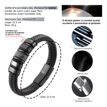Soku Pulsera Personalizada Micro Piel Inoxidable Titanio