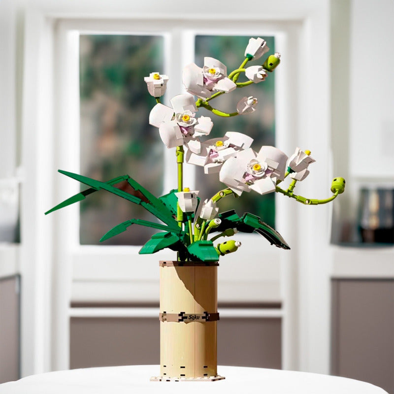 Soku Flores Orquideas Blancas Bloques Construcción Decora