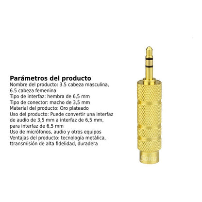 2 Adaptador Audio Estéreo Trs Jack 6.35 Macho A 3.5mm Hembra