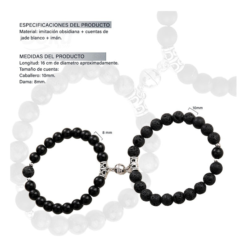 Pulseras Duo Pareja Piedra Iman Eterno Dije Personalizable