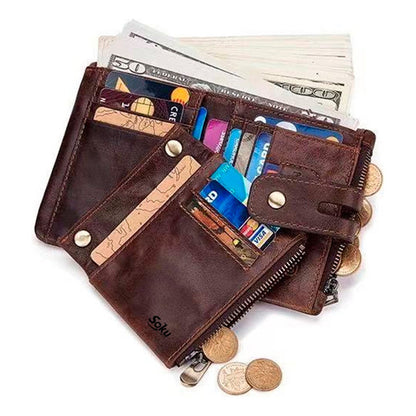 Cartera Billetera Hombre/mujer Piel Genuina Bloqueo Rfid