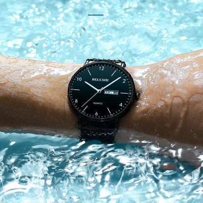 Reloj Hombre Inoxidable Fluorecente Resistente Agua 3 Bar Bs