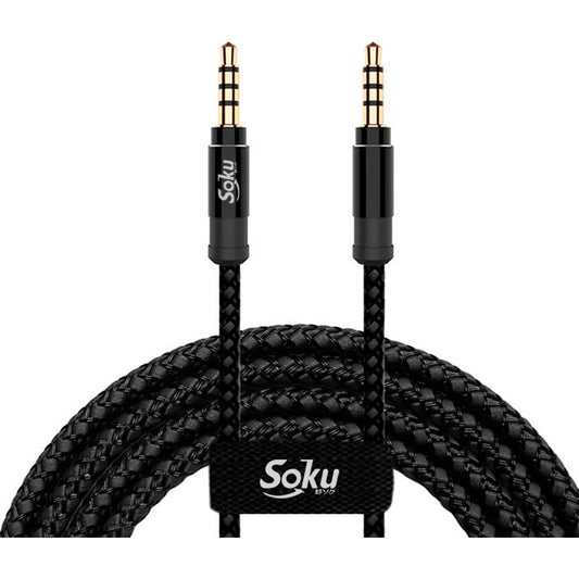 Cable Auxiliar Estereo 2 Jack 3.5mm Machos 4 Polos 1 M Rudo