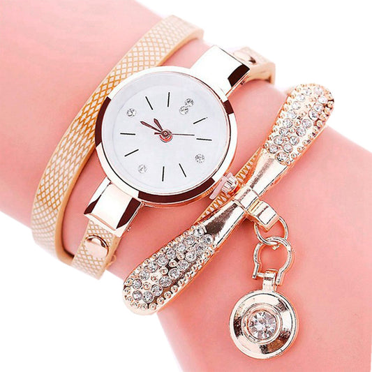 Reloj Mujer Brazalete Vinil Dama Pulsera Dije Cristal A469