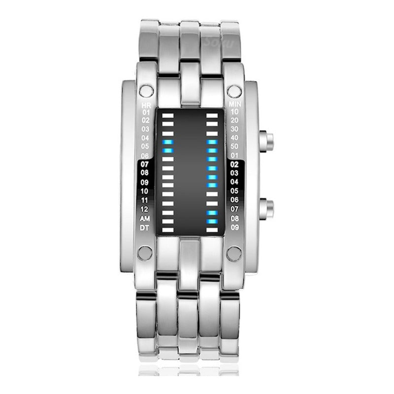 2 Relojes Pareja Duo Led Binario Acero Inoxidable Cotra Agua