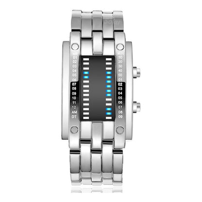 2 Relojes Pareja Duo Led Binario Acero Inoxidable Cotra Agua