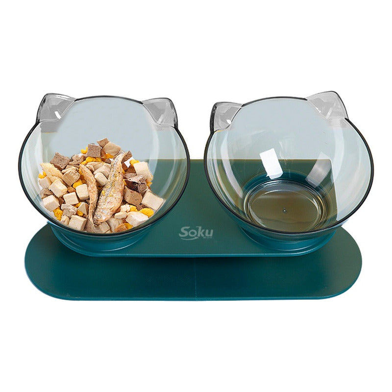 Tazon Doble Elevado Ergónomico Perros Gatos Calidad Soku