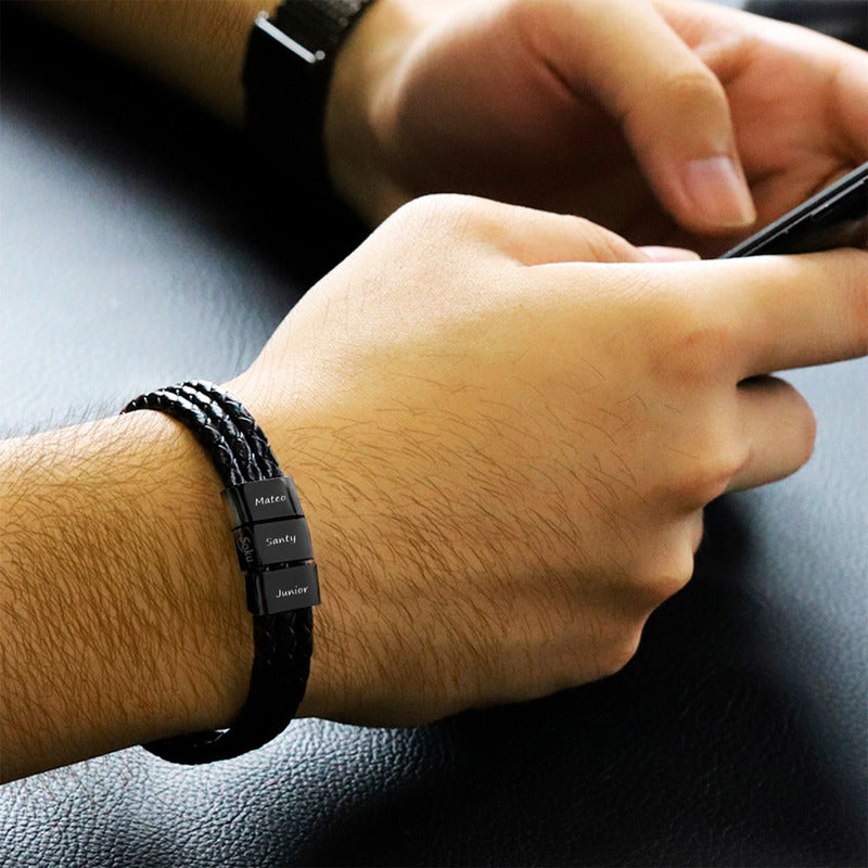 Soku Pulsera Personalizada Piel Acero Inoxidable Titanio