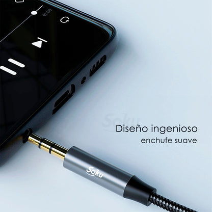 Soku Cable Auxiliar 3.5mm Macho A Hembra 3 Polos Uso Rudo